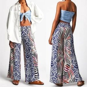 Free People Mokara Wide Leg Mix Printed Jacquard Pants